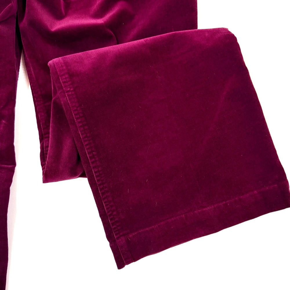 Gianni Bini Pinwale Corduroy Bootcut Flare Pants Burgundy 10 70s Vamp Romantic - Picture 6 of 7